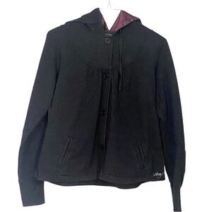 Billabong Button Up Hoodie Jacket with Pockets and Silk Lined Hood Size Large